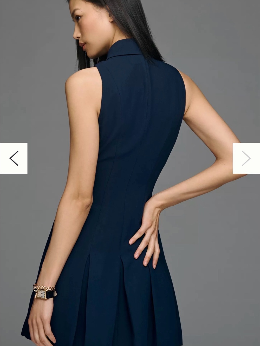 Maeve Navy Sleeveless Button-Front Mini Dress - Picture 4 of 6